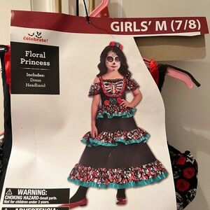 Day of the Dead floral princess costume sz 7/8 M